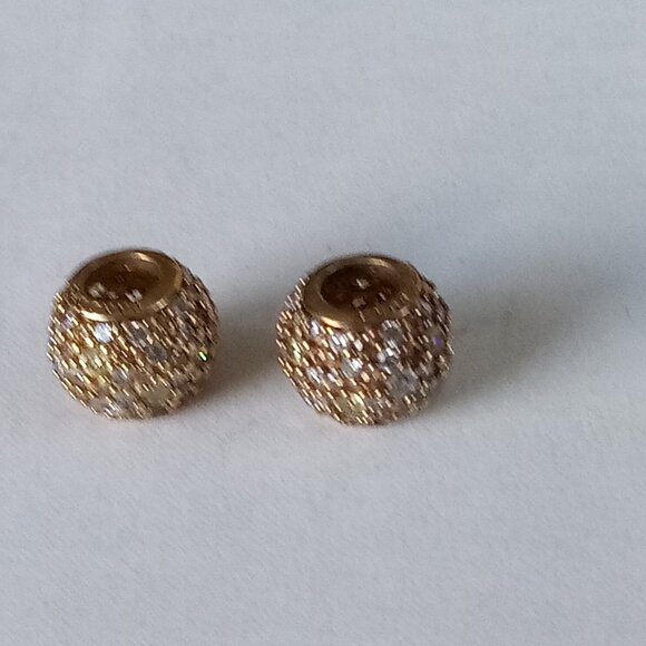 set of 2 Authentic Pandora Rose Gold Plated Pave Lights CZ Charm Bead ALE R - Picture 2 of 7